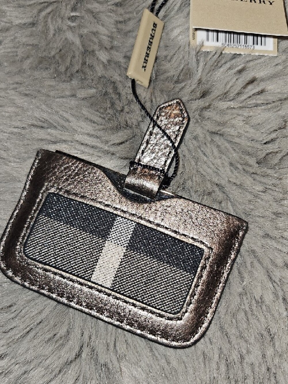 Burberry Metallic Silver Brit Plaid Mirror NWT - Picture 4 of 14